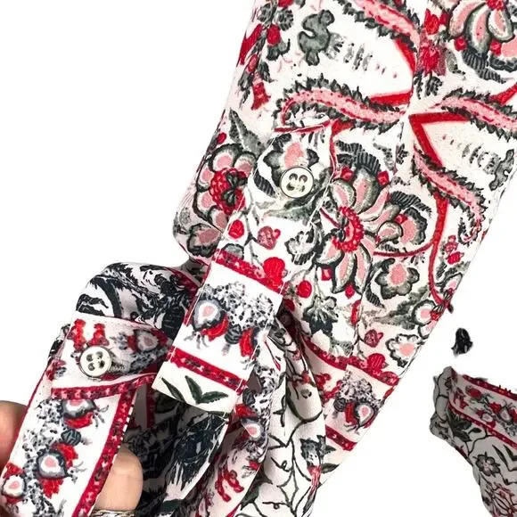 Zac & Rachel Womens Top Size Petite L white black salmon work wear metal tassel - Picture 8 of 16